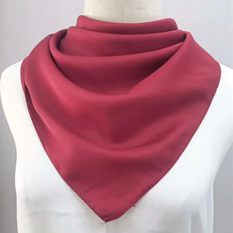 70*70cm Bandana Head Scarf For Women Silk Satin Hair Scarfs Female Cute Handkerchief Neck Scarves For Ladies Green Black White