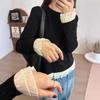 Spring 2025 Versatile Lace Patchwork Long Sleeve Knit T-Shirt