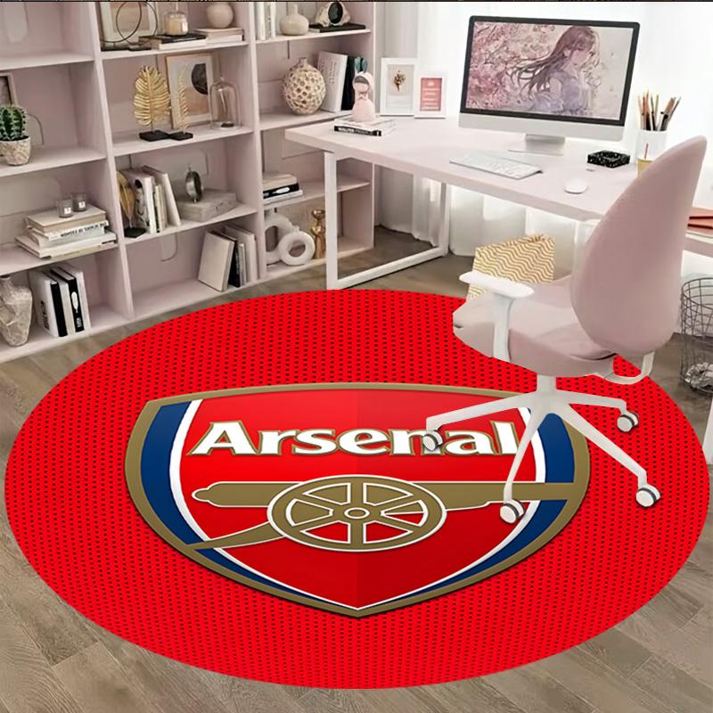 1pc A-Arsenal Carpet, Round Rug, Comfortable, Suitable for Entryways, Living Rooms, Office, And Bedrooms, Christmas Decoration