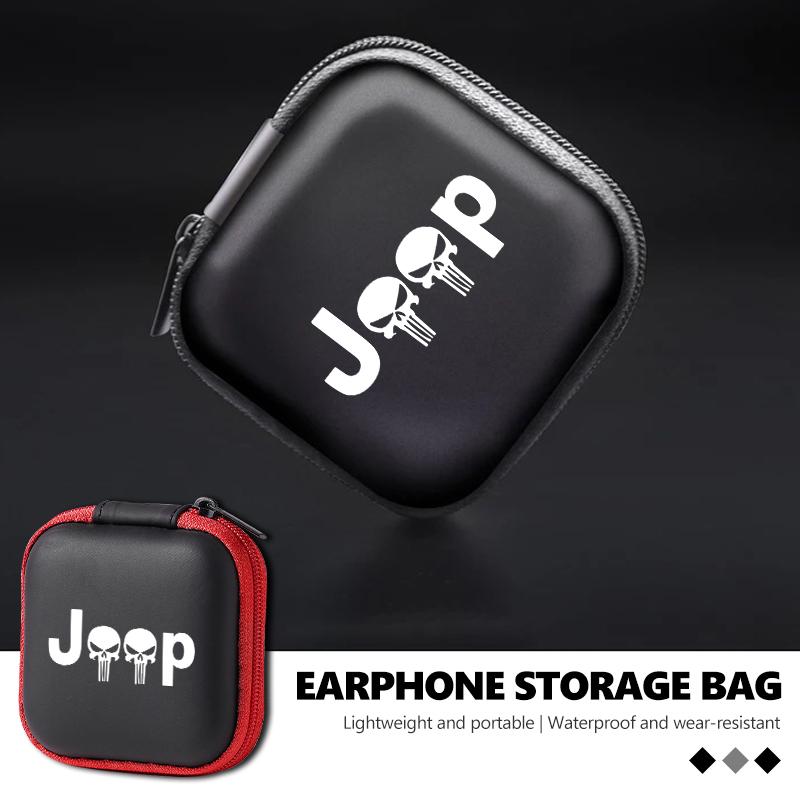 For Jeep Portable Car Earphone Headphone Earbuds Bag Case Storage Box Accessories Compass Renegade Cherokee Wrangler JK Patriot ALT1
