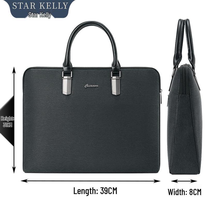 Men s Oxford Cloth Business Briefcase with Printed Pattern and Logo