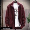 Herren Fleecegefütterte Strickjacke: Herbst/Winter Lässige Strickjacke, Übergröße, Einfarbig, Stehkragen.