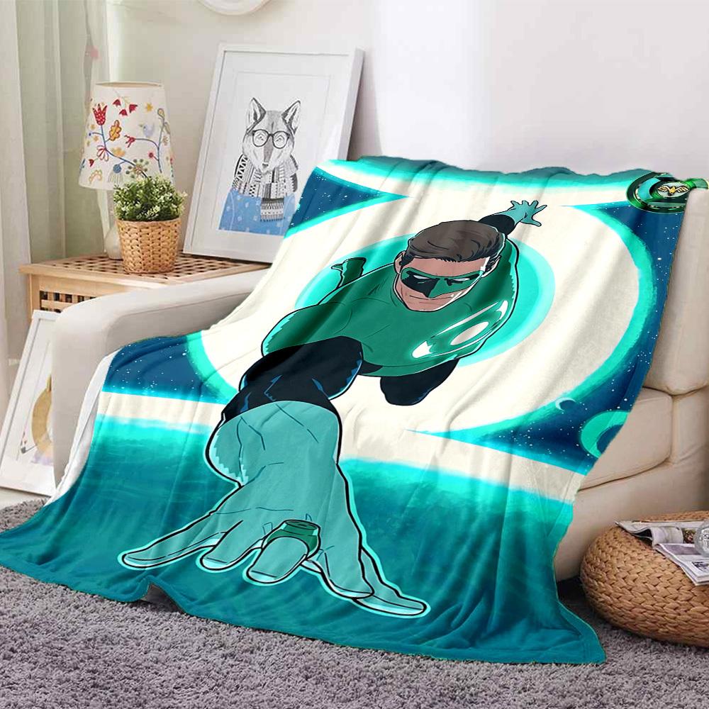 1pc Green Lantern Ring Blanket Lightweight Flannel Throw For Sofa, Bed, Travel, Camping, Livingroom, Office, Couch, Chair, And Bed