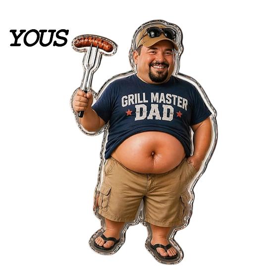 Stress Relief Fridge Magnet Daddy with Soft Tummy, Squeeze Dads Cabinet Belly Refrigerator Magnet, Photo Holder for Kitchen Decor