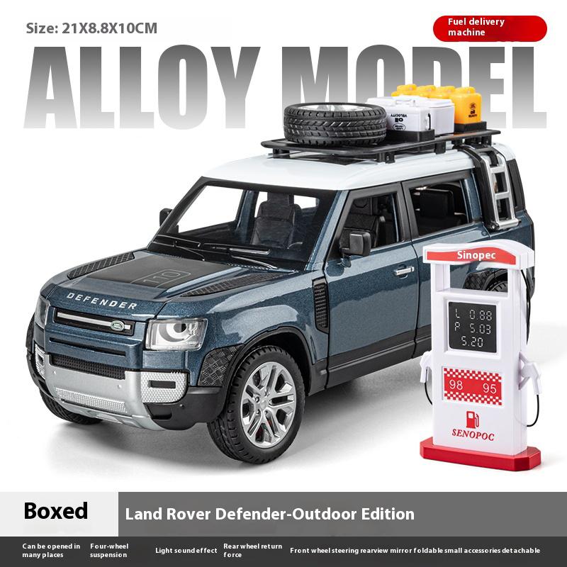 1:24 Land Rover Defender SUV Off Road Vehicle Alloy Diecast Sound & Light Car Model Collection Ornaments Toys With Children Gift