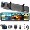 Mirror-Type Dash Cam [2026 Innovation, 4K HD Quality, Step-Down Cable] Extendable Camera with 170° Front and Rear Ultra-Wide Angle View, Digital Inter