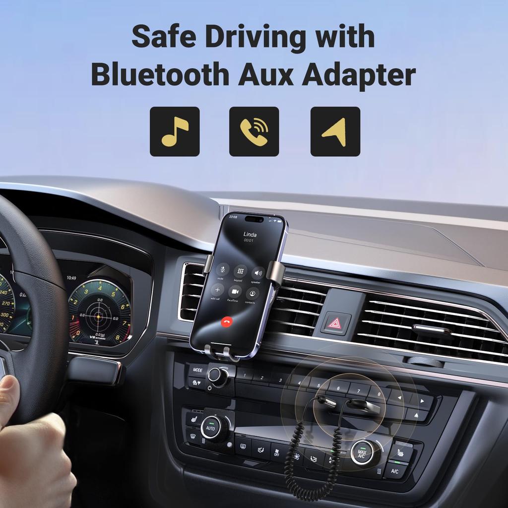 UGREEN Bluetooth Car Bluetooth Car USB Simultaneous Connection with Two Communication Range SBC Latency No Charging Required Certification Silver 5.3