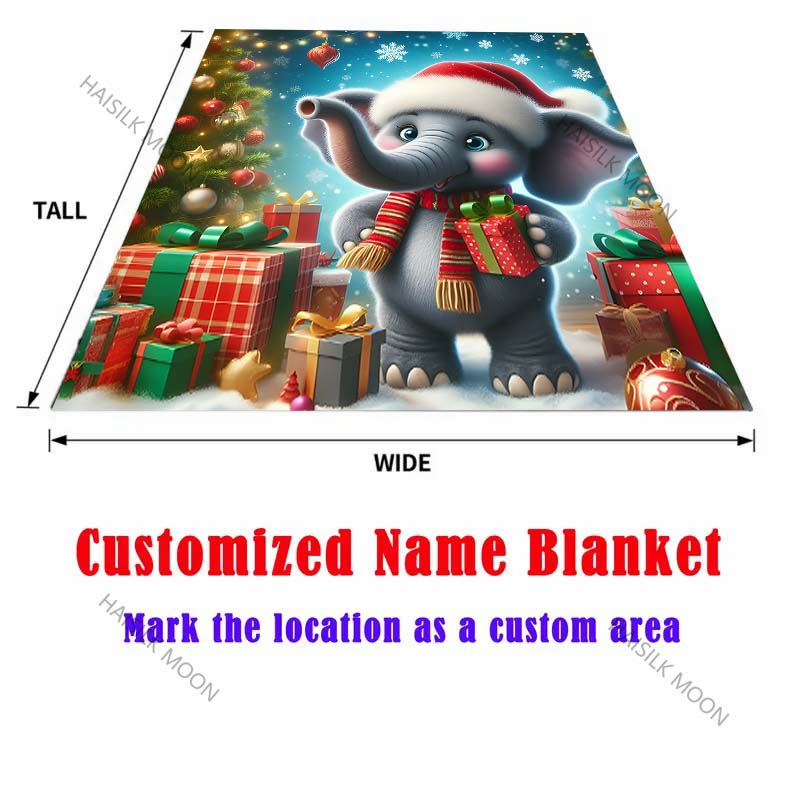 Christmas Elephant with Presents Pattern Blanket Flannel Material Soft Warm for All Seasons,For Home Outdoor Camping Picnics RV