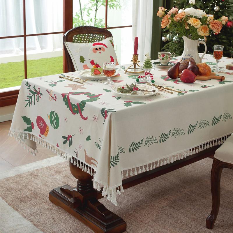 25 Christmas Printed Tassel Flower Rectangular Tablecloth Coffee Table Table Cloth Manufacturer