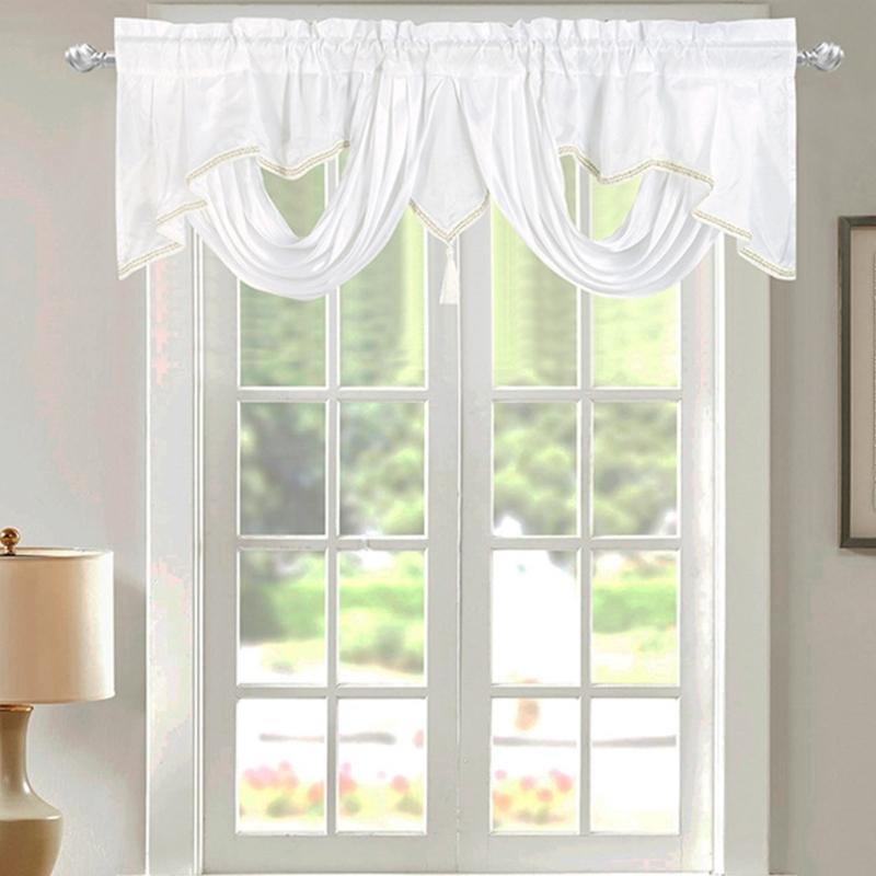 Wavy Design Window Valance with Fringes and Rod Pocket for Soft Light and Privacy In Bedrooms or Living Room Decoration