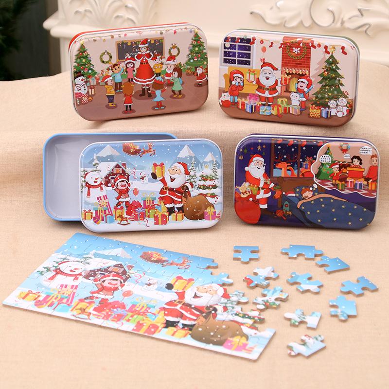 Puzzle Santa din Lemn Făcut Manual pentru Copii - Cadou Educațional de Crăciun