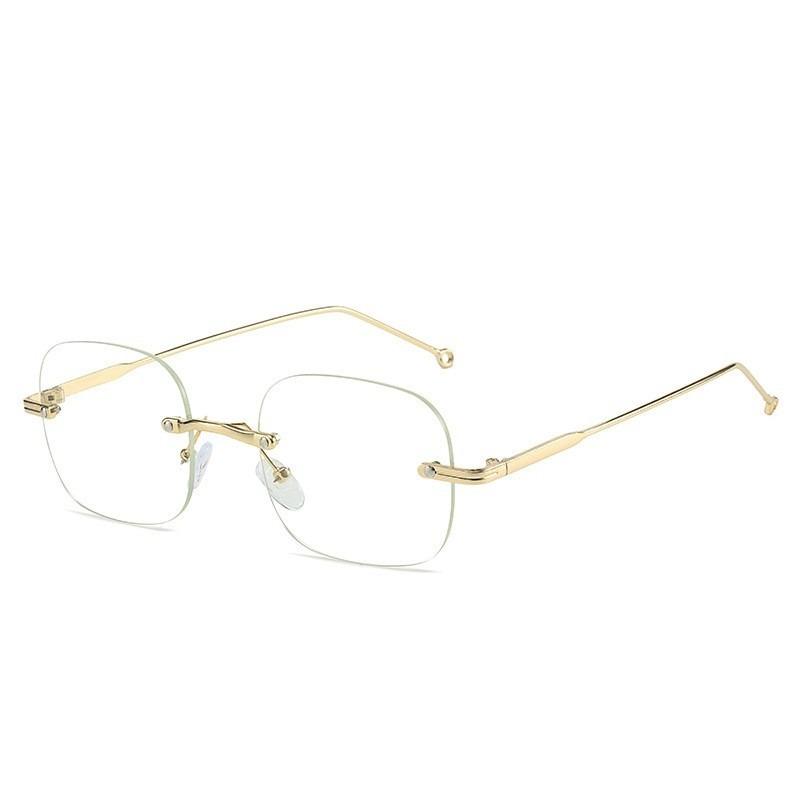 -100~-400 Rimless Anti Radiation Reading Eyeglasses for Men Women Farsighted Plastic Frame