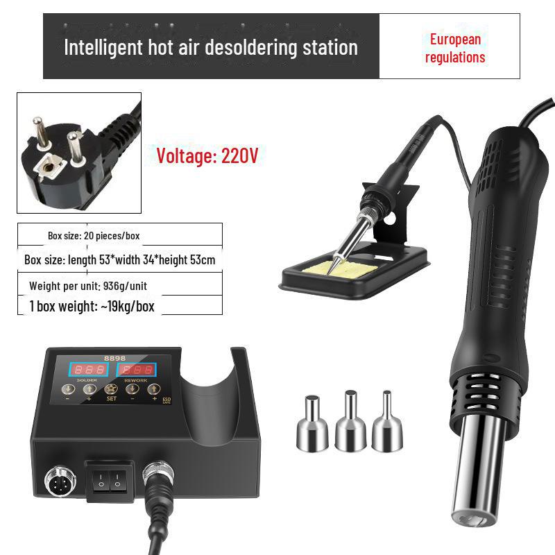 "8898 Dual-Display Hot Air Gun & Electric Soldering Station, 110V/220V"