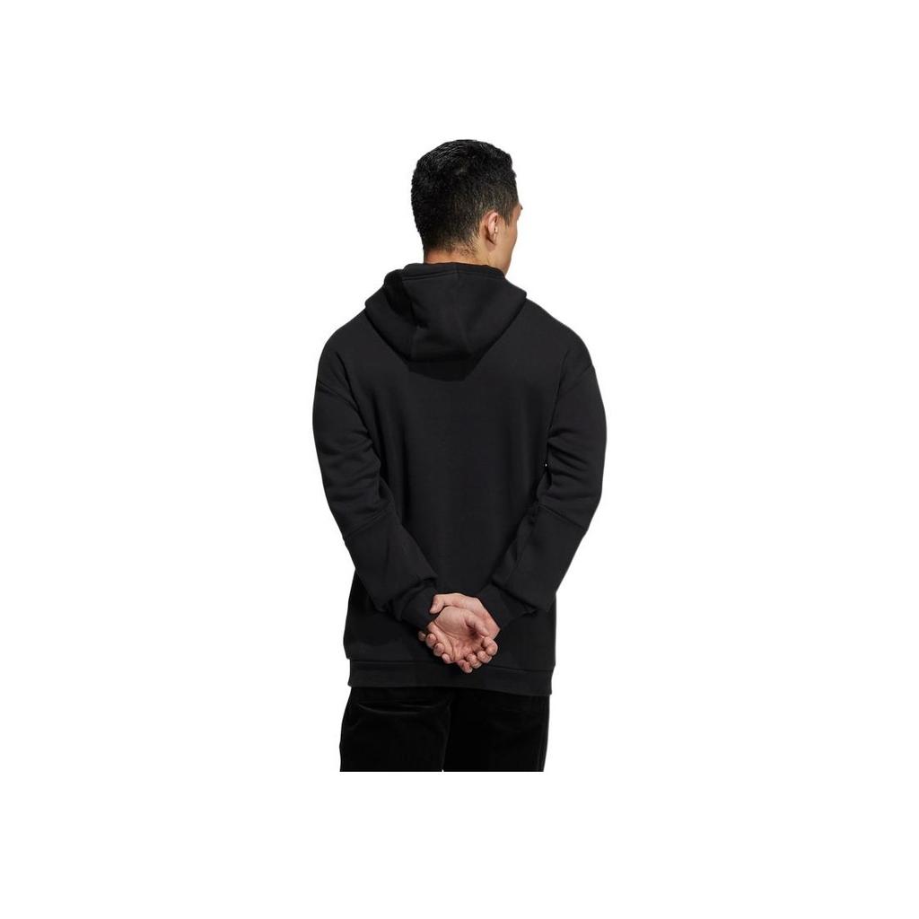 Adidas Logo Print Solid Hoodie Long Sleeve Men Tops Black HG1850