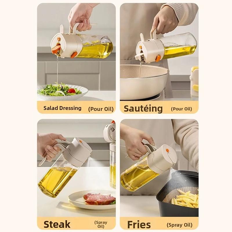 500ml Oil Bottle Practical Seasoning Bottles Ergonomic Design Sprayable Convenient Button-operated Lid Safe 1PC