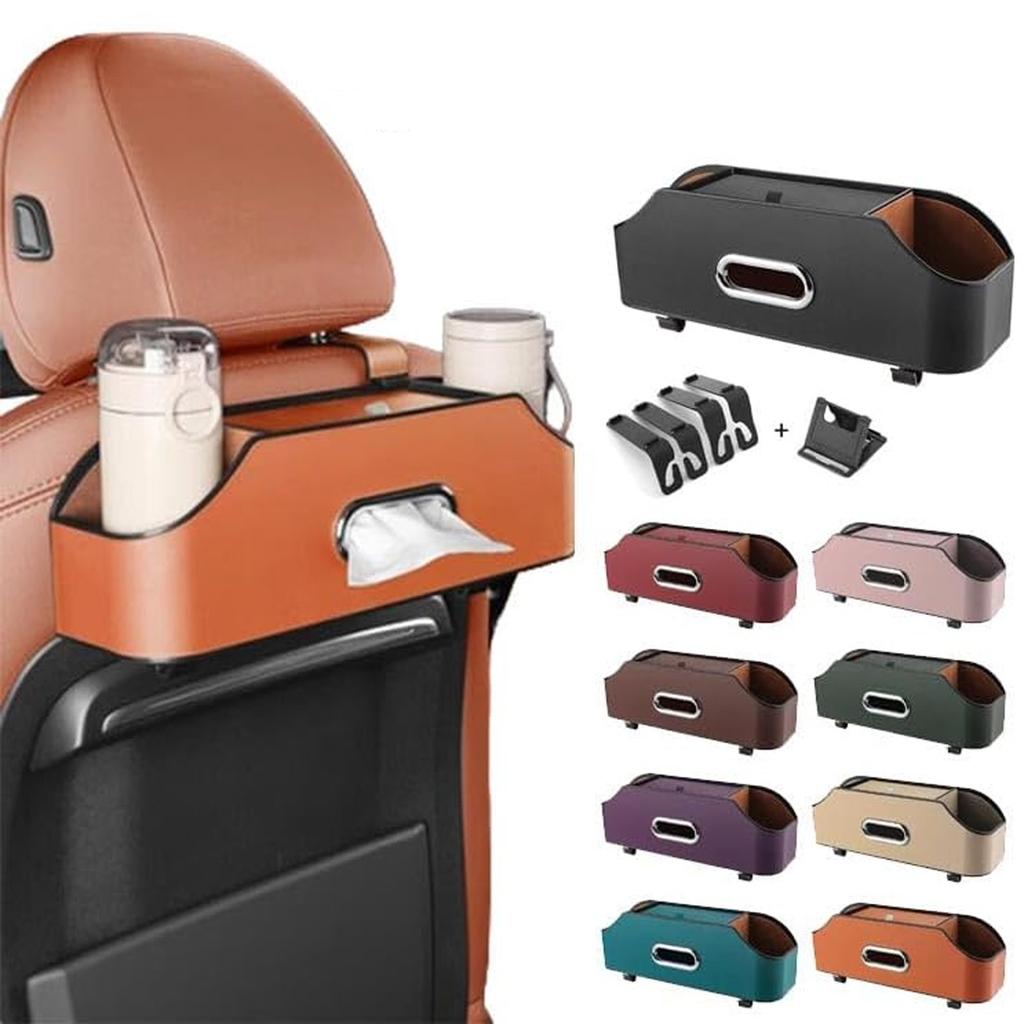 Multifunctional Car Back With Plastic Storage Box And Cup Holder For Travel Thing