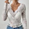 Spring New Long Sleeve Sexy Lace Shirts for Women Fashion Solid See Through Slim Fit Casual Blouses Women Street Elegant Crochet Lady Shirt Tops 26251
