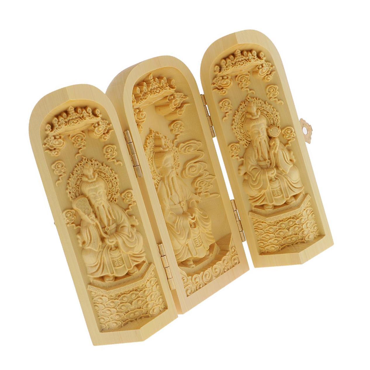 

Buddha Statue Carved Locker Box Sculpture Decoration Made of Boxwood