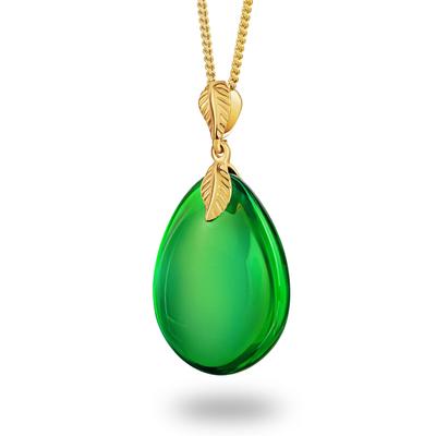 By Amber Necklace Pendant Drop Type Green Amber Jewelry Box Silver925 Gold Plated Chain 45cm Lightweight Elegant Jewelry Gift Quality Certificate