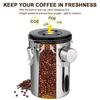 1L/1.5L/2L Storage Canister Set For Tea Rice Spices Herbs Food Storage With coffee Scoop 4.72x4.13inch Stainless Steel Airtight Coffee Container