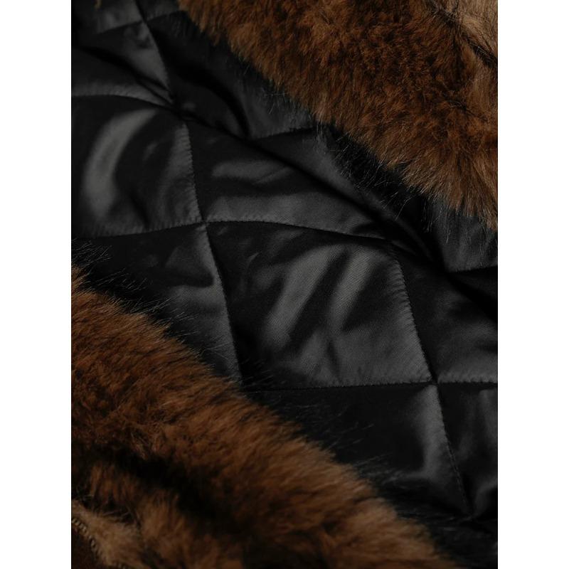 American Style Men's Coats Hooded Faux Fur Single Breasted Loose Solid Color Winter Jackets