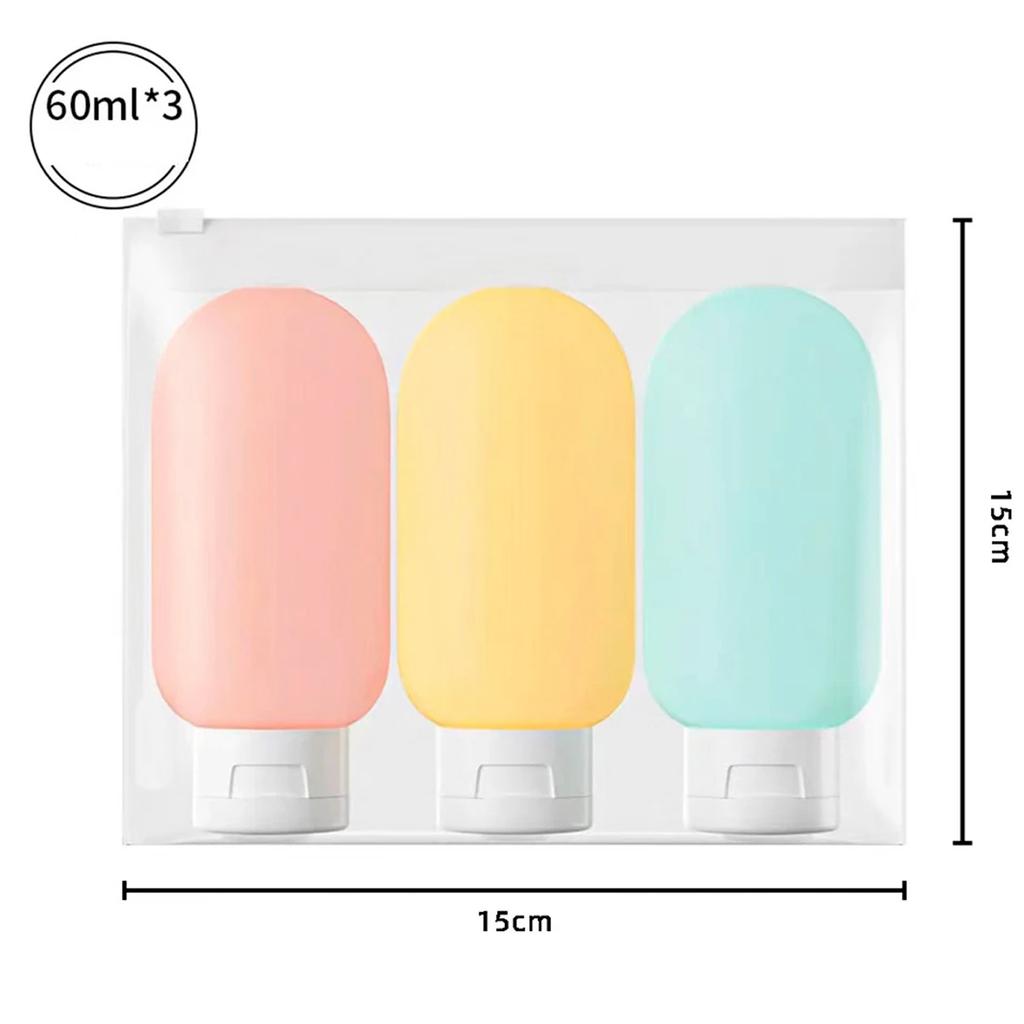 3pcs/set Travel Refillable Cosmetic Containers 60ML Travel Bottles Set Mini Squeeze Bottles for Toiletries Shampoo Conditioner