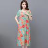2023 Summer Floral Cotton & Rayon Dress - Stylish, Loose-Fitting, Short Sleeve for Middle-Aged & Elderly Women