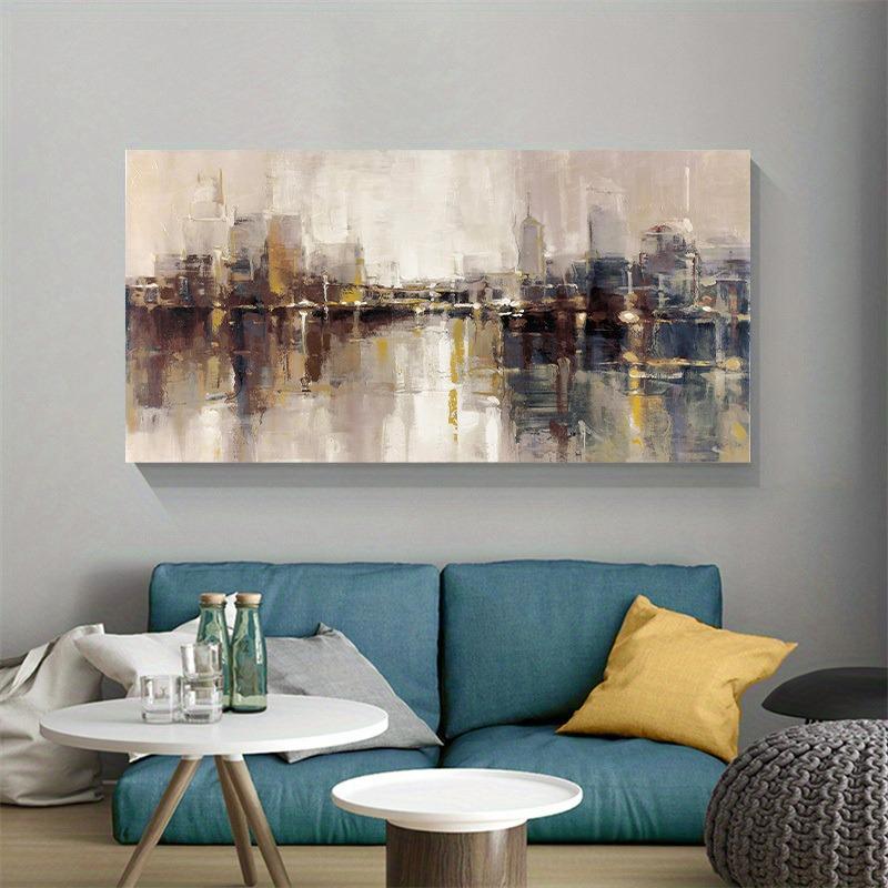 Abstract Canvas Art Modern Cityscape for Living Room, Bedroom, Urban Landscape Painting, Canvas Wall Art