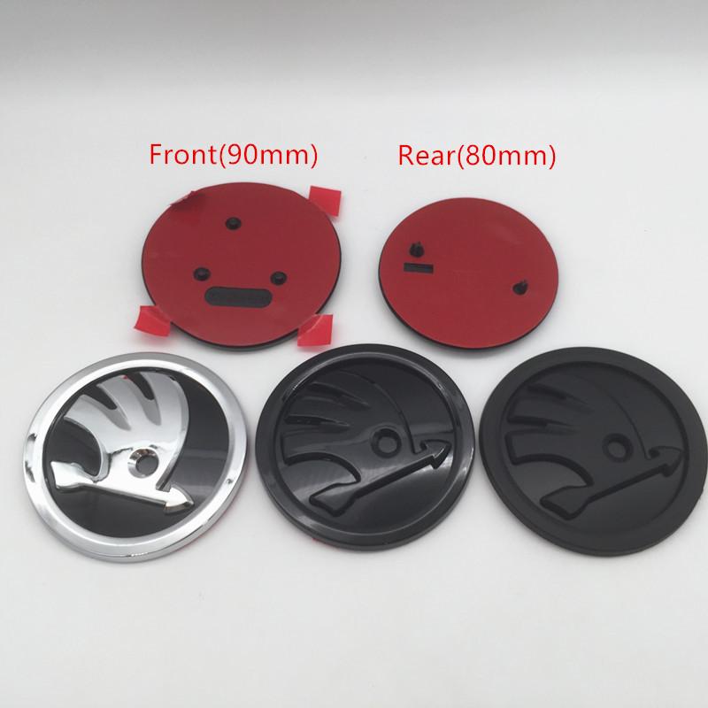 1ks 3D 90mm 80mm pro SKODA Auto Přední Maska Světla Kapota Znak Zadní Nárazník Kufr Samolepka Znak Stylingové Doplňky