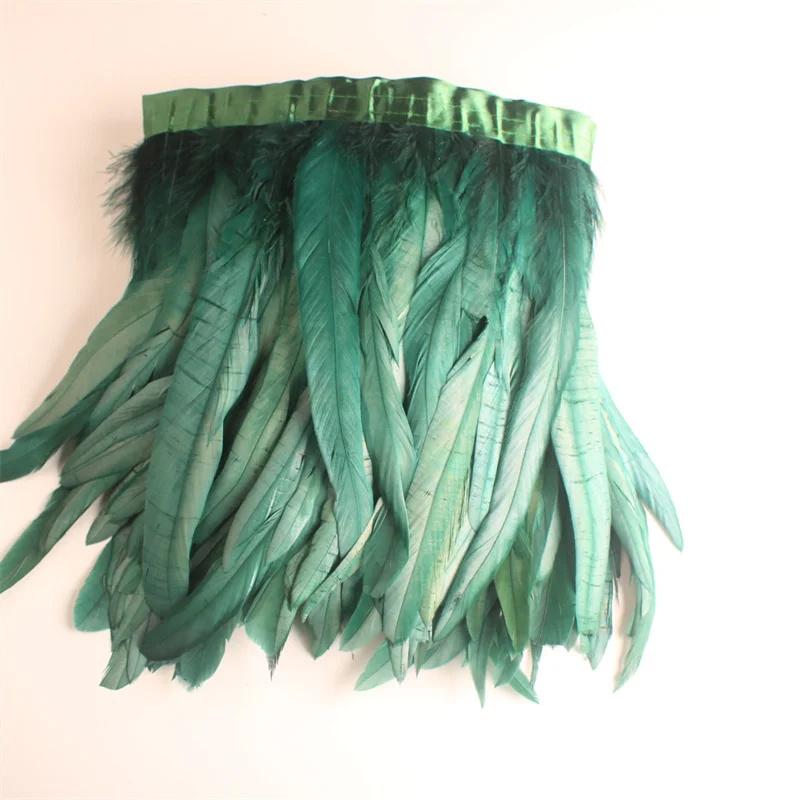 

10 Yards Rooster Feathers Trim For Diy Handicrafts, 25-30cm Feather Fringes For Clothes Or Carnival Accessories 10 yards