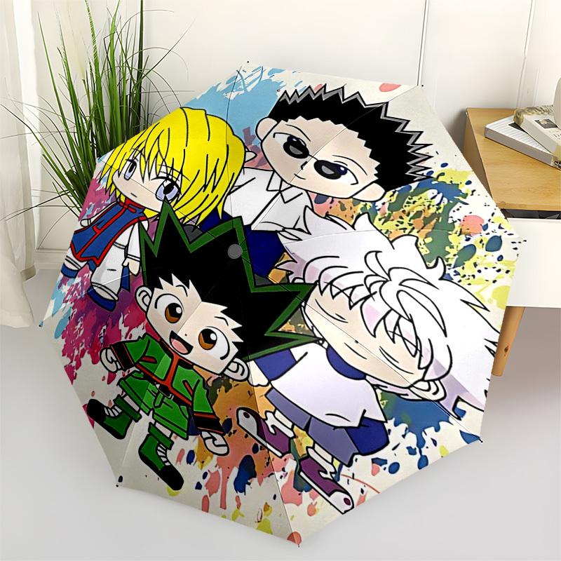 1pc Hunter x Hunter Chibi Characters Umbrella, Automatic Opening, Foldable Design, Iron Frame, Outdoor Use, Gift for Fans, Travel, Daily Use, Festival