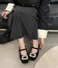 2025 Korean version of the spring new fashion word with rhinestone buckle Mary Jane shoes low heel shallow mouth women's single shoes