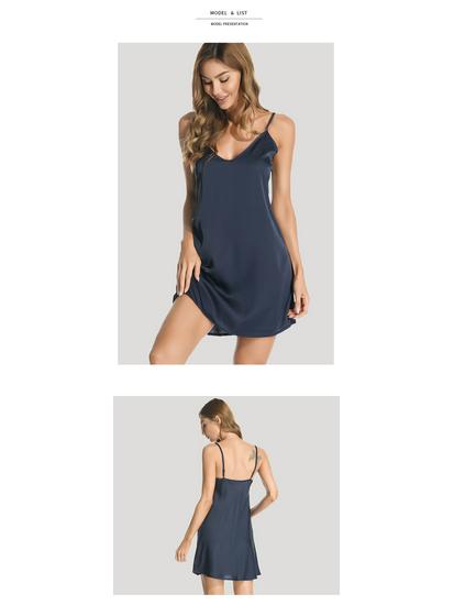 Satin Faux Silk Deep V Women's Camisole Nightgown - Sexy Lingerie & Fashionable Sleepwear for Spring/Summer