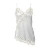 Dam Satin Lös Passform Justerbar Spagettistropp V-ringning Mode Spetskant Camisole Kort Cami Topp