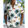Men's Coconut Tree Beach Ocean Print Short Sleeve Shirt, Spring Summer Vacation Blouse, Loose Casual Top