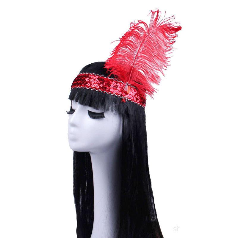 Festival Stage Performance Props Headband Indian Feather Hat Halloween Cosplay Savage Feather Headdress Carnival Masquerade
