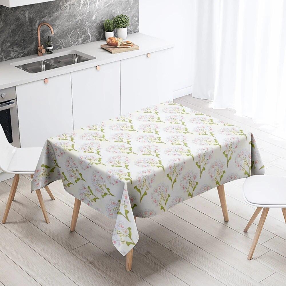 Cartoon Floral Tablecloth Home Decor Anti-Stain Waterproof Table Decoration Rectangular Kitchen Fireplace Countertop