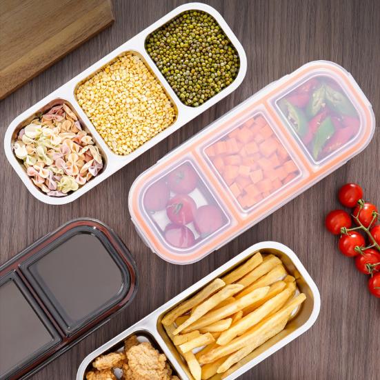 2Pcs Stainless Steel Snack Containers Leak-proof Sauce Box 700ml Divided Snack Food Containers 2/3 Compartment Condiment Box with Lids for Kids Adults
