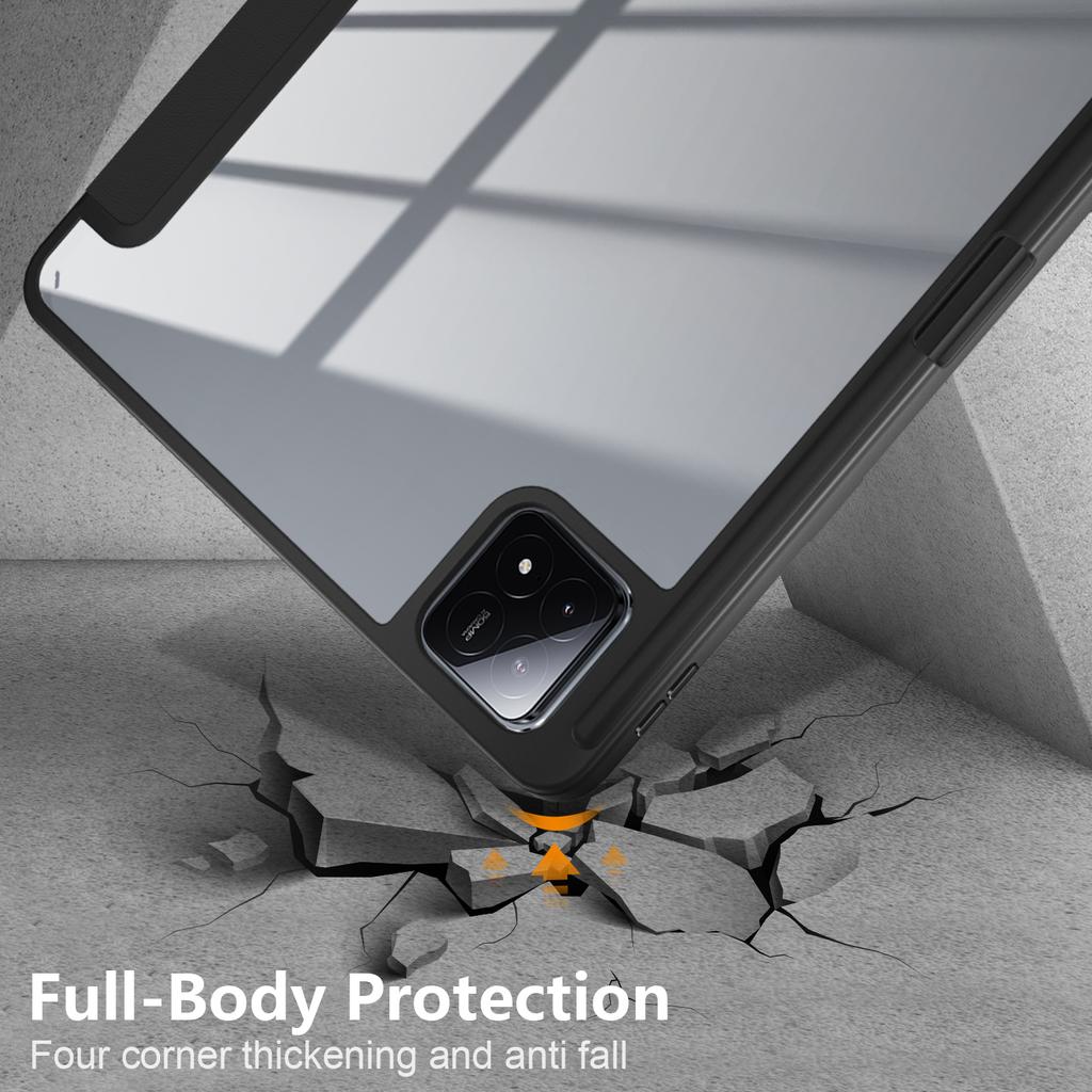For Xiaomi Pad 6S Pro 12.4 Case Tri-fold Stand PU Leather Tablet Cover with Pen Slot