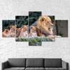 Lion Family Scene 5 Piece Five Panel Wall Canvas Print Modern Art Poster Home Decor Gift For Him For Her