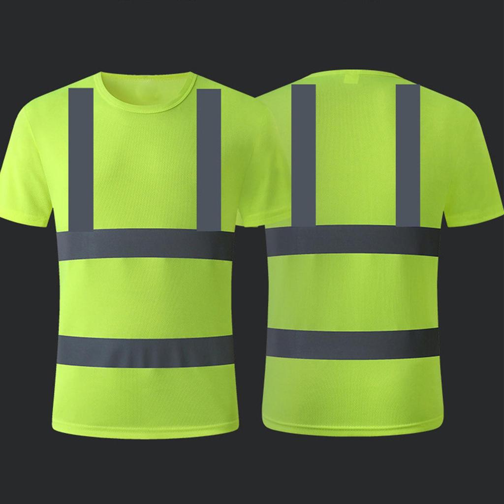 T Shirt High Visibility Short Sleeve Work Reflective Breathable Quick Dry Unisex Apparel