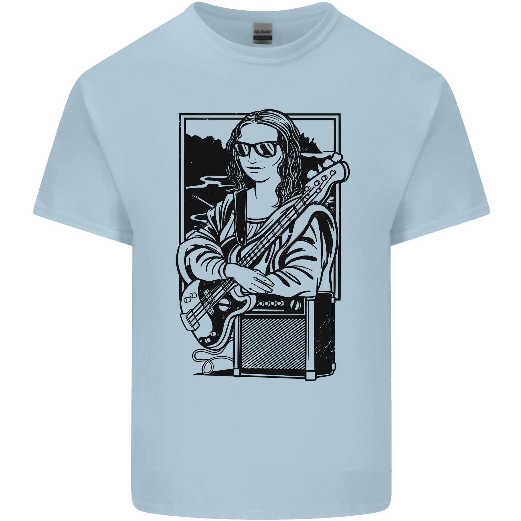 Electric Guitar Mona Lisa Rock Music Player Unisexs Light Cotton TShirt S