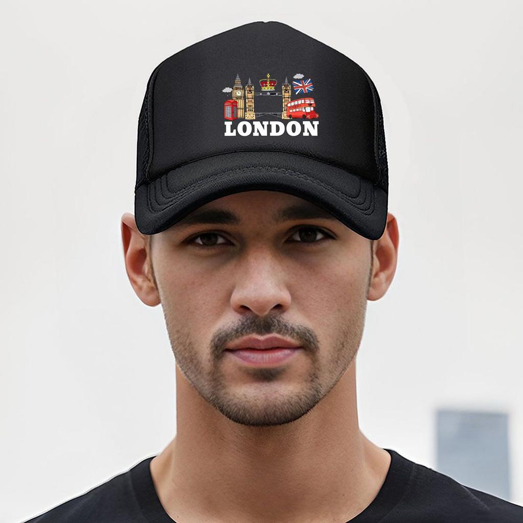 London - Iconic Symbols and City Representation Mesh Baseball Cap