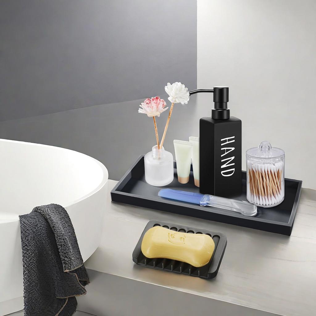 Silicone Vanity Tray and Soap Dish Set Bathroom/Kitchen Countertop Tray for Candles Soap Dispenser Pefume Tray Soap Holder