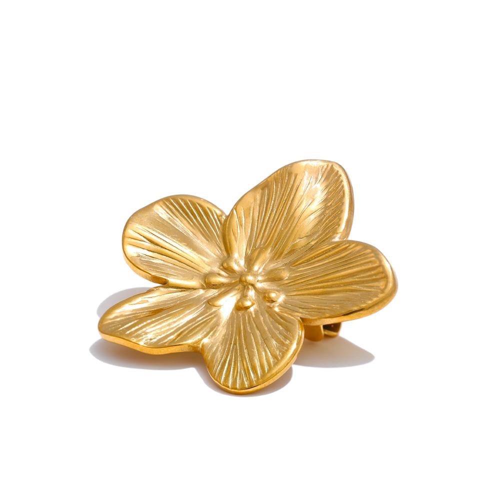 Yhpup Heißer Stil Edelstahl Metall Blume Brosche Anstecknadel 18K PVD Beschichtet Kleidung Accessoires Wasserdicht Mode Schmuck Geschenk