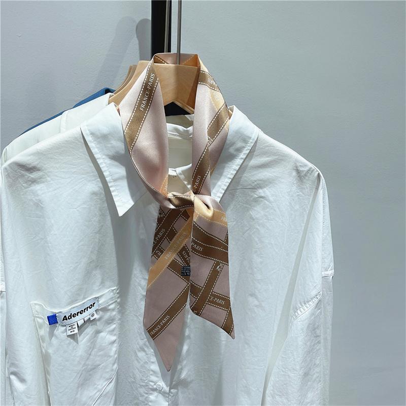 Bufanda de Bolso para Mujer Bufanda de Seda Sarga Bufandas Finas para Señora Diseño de Cinta Cruzada Toalla de Muñeca Foulard Pañuelo de Cuello Cinta para la Cabeza
