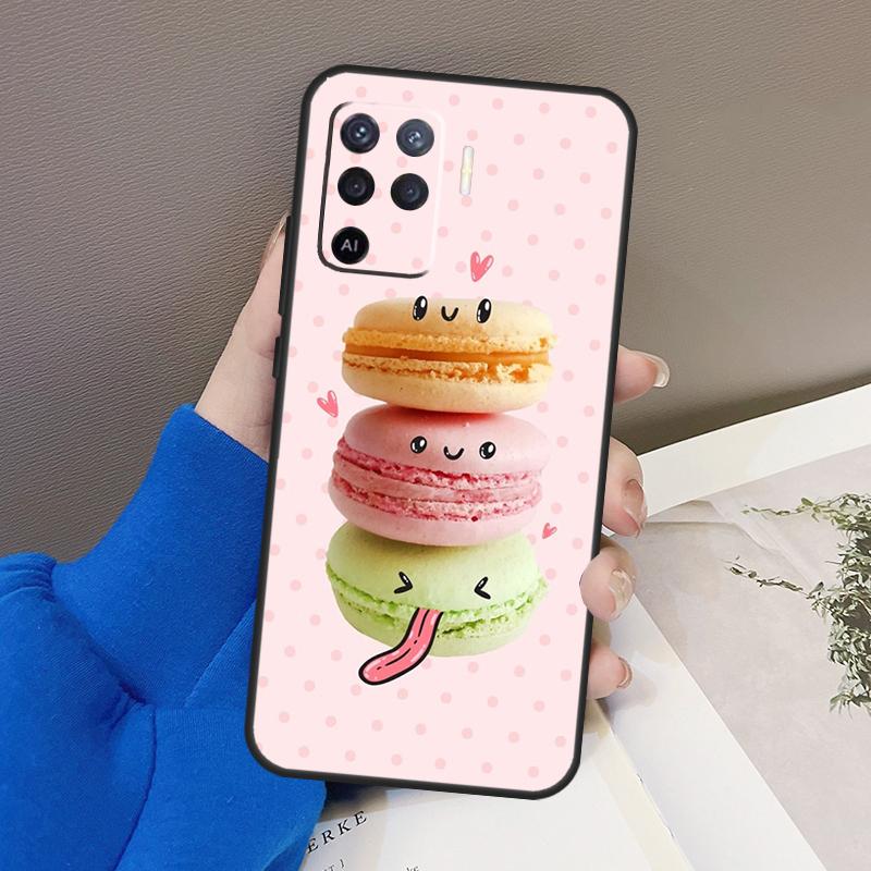 Macarons Cake Dessert Case For Oppo A77 A57 A17 A60 A80 A40 A74 A54 A94 A78 A98 A18 A38 A58 A96 A76 A16 A15 A5 Pro OPPO A94 5G