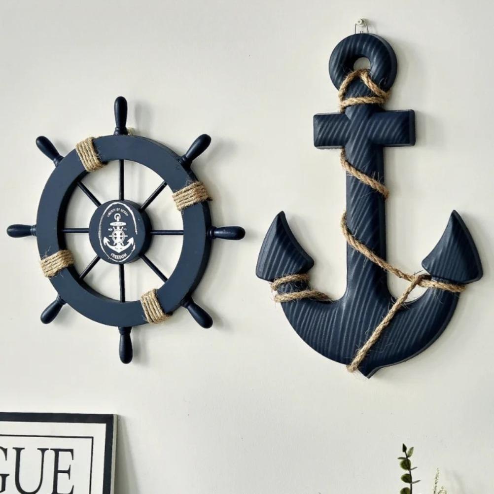 Creative Helmsman Anchor Wall Decoration Wooden Handicraft Set Wall Mounted Home Decor Items Ship Rudder Home Decoration