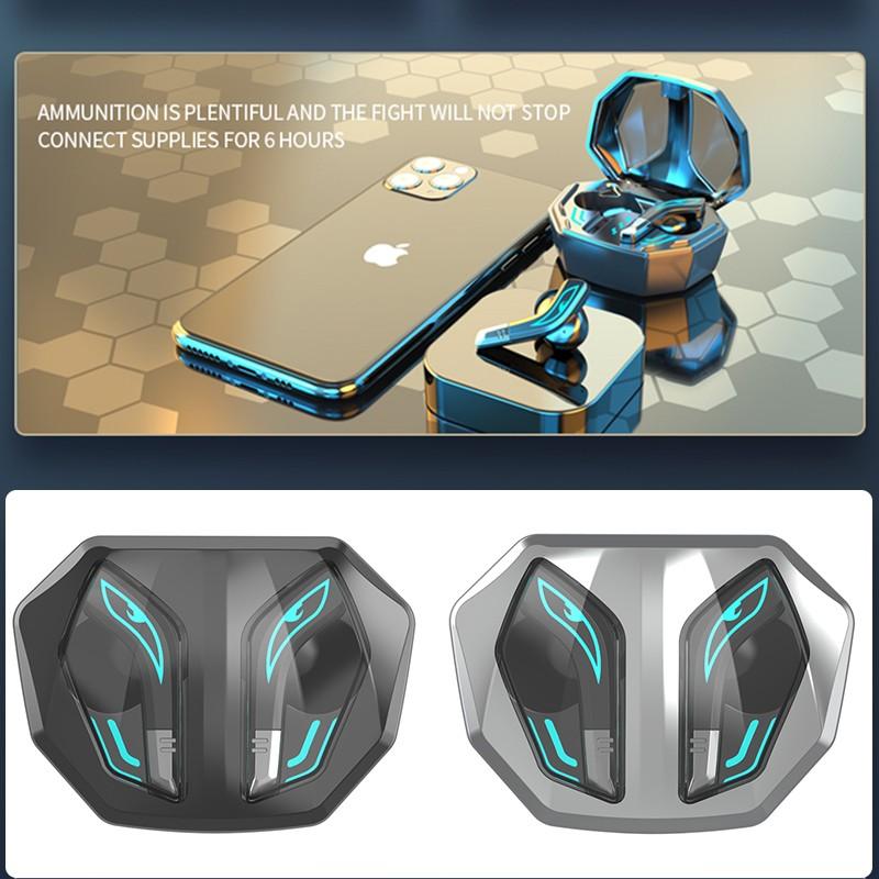 Drahtloses Bluetooth 5.2-Headset, Stereo-Sound, niedrige Latenz, Gaming-Bluetooth-Headset, Rauschunterdrückung, Mini-Ohrhörer-Kopfhörer mit Mikrofon