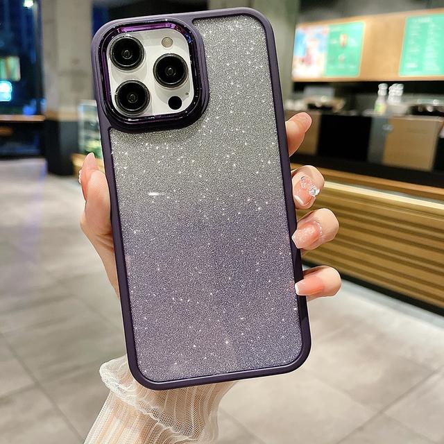Placcatura Cornice Obiettivo Fotocamera Cover Posteriore Glitter Gradiente Per Iphone 14 Pro Max Plus 11 12 13 Pro Max Custodia Bumper Antiurto